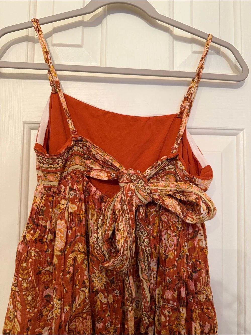 Bohemian Floral Maxi Skirt in Rust